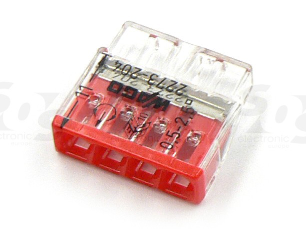 Compact Dosenklemme Wago 2273-204 | 4x0,5-2,5mm² | rot | VPE 100 Stück